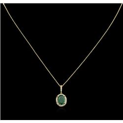 1.93ct Emerald and Diamond Pendant With Chain - 14KT Yellow Gold