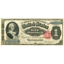 1891 Martha Washington Large-Size $1 United States Red Seal Silver Certificate N