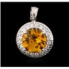 Image 1 : 14KT White Gold 3.05ct Citrine and Diamond Pendant