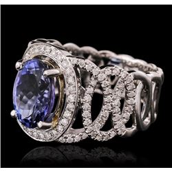 14KT Two-Tone Gold 3.27ct Tanzanite and Diamond Ring