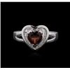 Image 1 : 14KT White Gold 0.87ct Garnet and Diamond Ring
