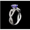 Image 3 : 1.45ct Tanzanite and Diamond Ring - Platinum