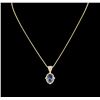 Image 1 : 4.63ct Tanzanite and Diamond Pendant With Chain - 14KT Yellow Gold
