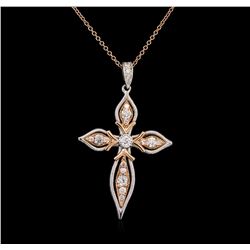 0.74ctw Diamond Cross Pendant With Chain - 14KT Two-Tone Gold