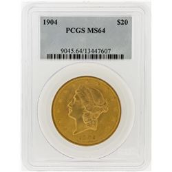 1904 PCGS MS64 $20 Liberty Head Double Eagle Gold Coin