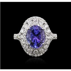 14KT White Gold 3.40ct Tanzanite and Diamond Ring