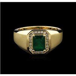 14KT Yellow Gold 1.75ct Emerald and Diamond Ring