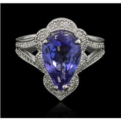 5.10ct Tanzanite and Diamond Ring - 14KT White Gold