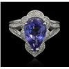 Image 1 : 5.10ct Tanzanite and Diamond Ring - 14KT White Gold