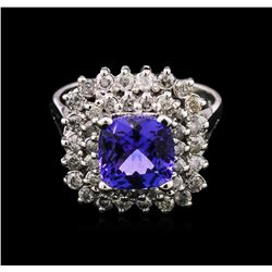 2.80ct Tanzanite and Diamond Ring - 14KT White Gold