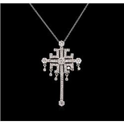 1.00ctw Diamond Cross Pendant With Chain - 14KT White Gold