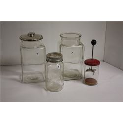 Assorted glass jars