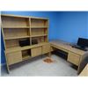 Image 1 : Wood Laminate Desk w/Credenza & Upper