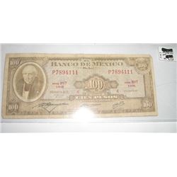 MEXICO 100 CIEN PESOS SERIAL # P7894111 BANK NOTE!! NOTE CAME OUT OF SAFE!!