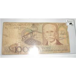 BRASIL 10,000 DEZ MIL CRUZEIROS SERIAL # A0340023370A BANK NOTE!! NOTE CAME OUT OF SAFE!!