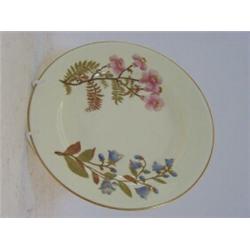 A ROYAL WORCESTER BLUSH IVORY PLATE, 1886, floral design in gilt and polychrome, diameter 20cm  3...