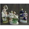 Image 1 : A STAFFORDSHIRE FLATBACK FIGURE, 19th Century, St. George and Dragon, height 19cm, (s.d.), anothe...
