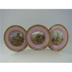 A TRIO OF FELIX PRATT PLATES, 19th Century, 'I see you my Boy', fishing and cattle scenes, pastel...