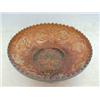 Image 1 : AN AMBER CARNIVAL GLASS FOOTED DISH, 'Dragon and Lotus' pattern, diameter 20cm  40-60...