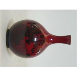 A ROYAL DOULTON FLAMBE WOODCUT BOTTLE VASE, landscape scene, height 12cm  20-30...