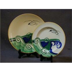 A SERIES OF SIX SUSIE COOPER 'SEAGULL' PLATES, diameter 17cm, and matching larger plate, diameter...