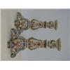 Image 1 : A PAIR OF FAIENCE CANDLESTICKS, Louis XV design, script marks, (one foot re-glued) height 24cm (2...