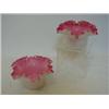 Image 1 : A PAIR OF FANCY GLASS FINGER BOWLS, late 19th Century, frilled rims, opaline exteriors, coral int...