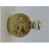 Image 1 : A VICTORIAN GLASS SCENT BOTTLE, spherical amber tinted and over-enamelled with butterfly and flow...