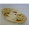 Image 1 : A ROYAL WORCESTER BLUSH IVORY DRESSING TABLE TRAY, and twin covered containers, florally decorate...