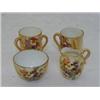 Image 1 : TWO MINIATURE BLUSH IVORY LOVING CUPS, a jug and a bowl, floral transfers, height 4cm (4)  20-30...