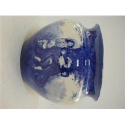 A ROYAL DOULTON JARDINIERE, underglaze blue children playing hide and seek round an oak tree, hei...