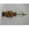 Image 1 : AN ART POTTERY BALUSTER VASE, (converted to an electric lamp) impasto flowers on a fused chocolat...