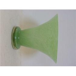 A MONART TYPE TRUMPET VASE, (unmarked) marbled emerald green, height 18cm  30-40...