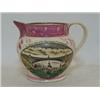 Image 1 : A SUNDERLAND PINK LUSTRE JUG,  transfer printed view of New Bridge, Sunderland and motto reverse,...