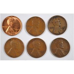 (6) LINCOLN CENTS (1909, 1916-S, 1921-S, 1932-D, 1933, 1953)