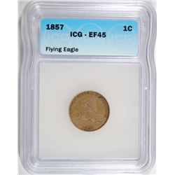1857 FLYING EAGLE CENT ICG EF-45