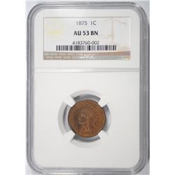 1875 INDIAN HEAD CENT NGC AU-53 BN