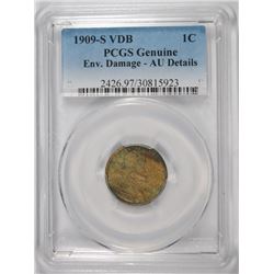 1909-S VDB LINCOLN CENT PCGS AU DETAILS