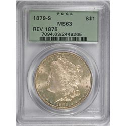 1879-S REV. 78 MORGAN DOLLAR PCGS MS-63 (OGH)