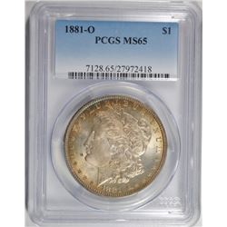 1881-O MORGAN DOLLAR PCGS MS-65