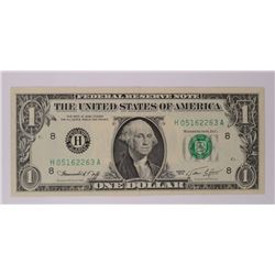 1974 $1 FEDERAL RESERVE NOTE (MAJOR MINT ERROR-WET TRANSFER)