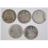 Image 1 : (5) SEATED DIMES (1837, 1839, 1839-O, 1840, 1841)
