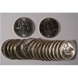 ORIGINAL GEM BU ROLL OF 1963-D FRANKLIN HALF DOLLARS