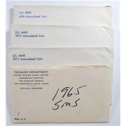 4 - U.S. MINT SETS;  1965 S/S, 2-1973, 1976 ORG ENVELOPES