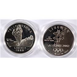 1999 YELLOWSTONE NAT'L PARK & 2002 SALT LAKE PROOF DOLLARS BOX/COA