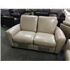 Image 2 : NATUZZI BIEGE LEATHER ELECTRIC RECLINING SOFA AND LOVE SEAT
