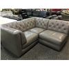 Image 1 : GREY LEATHER SECTIONAL WITH CHAISE