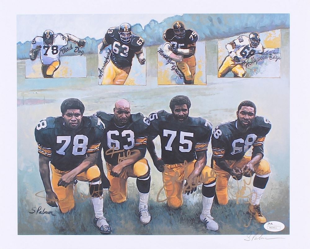 Steelers Steel Curtain Signed 12x15 Lithograph With 4