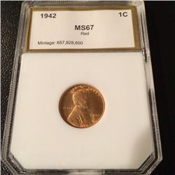1942 Lincoln Cent PCI MS67 Red