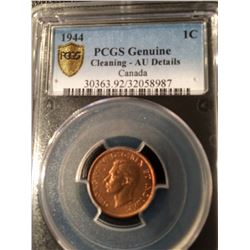 1944 Canada 1 Cent PCGS AU Details
